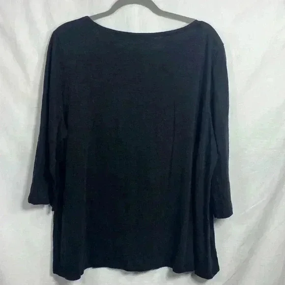 Eileen Fisher Black Womans Size 1X Tunic Top with 3/4 sleeves. - Picture 4 of 8